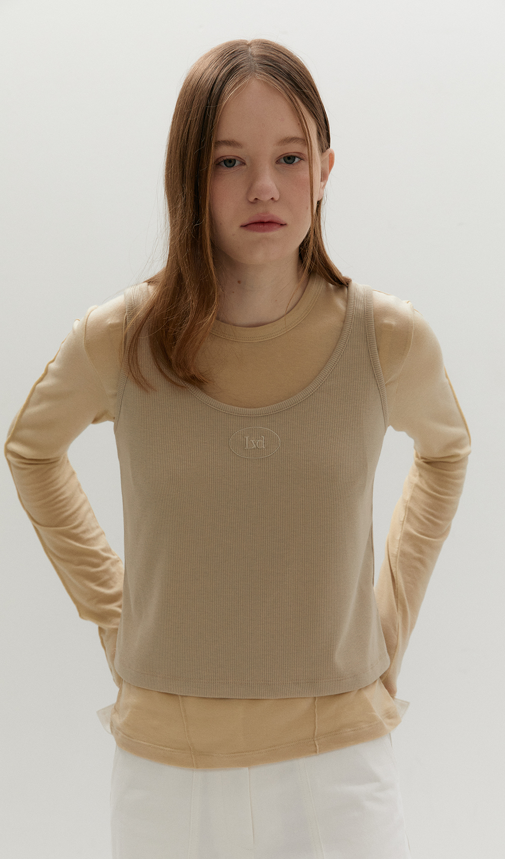 Logo round sleeveless top (2nd) /Olive 자체제작브랜드,30대여성의류,