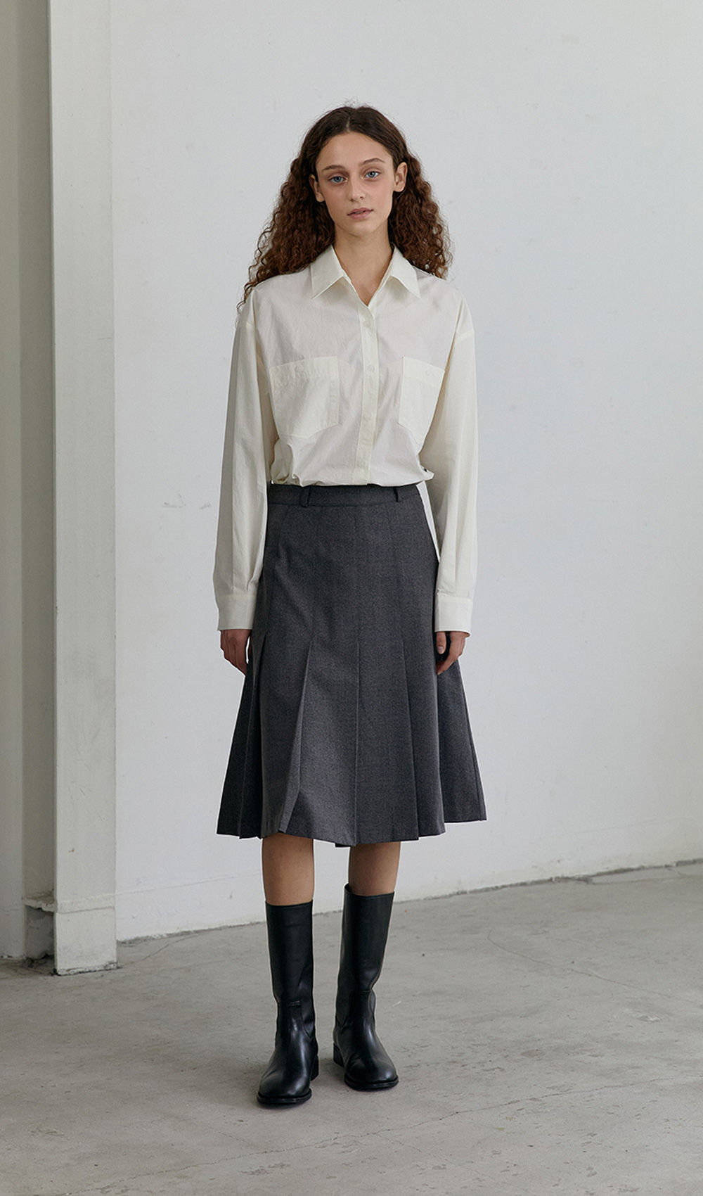 Classic mid skirt  (Gray) 자체제작브랜드,30대여성의류,