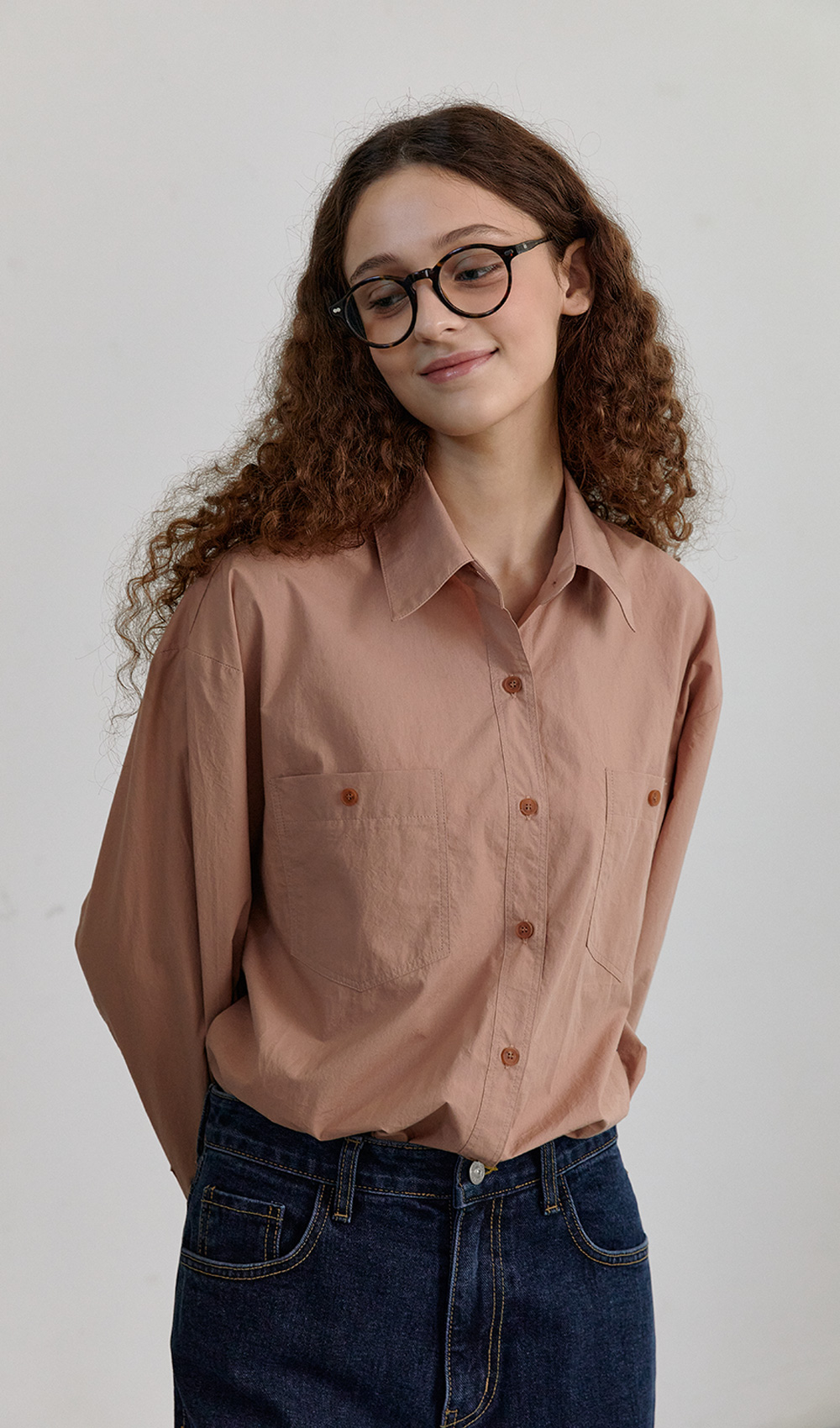 Two pocket shirt (Cameo brown) 자체제작브랜드,30대여성의류,