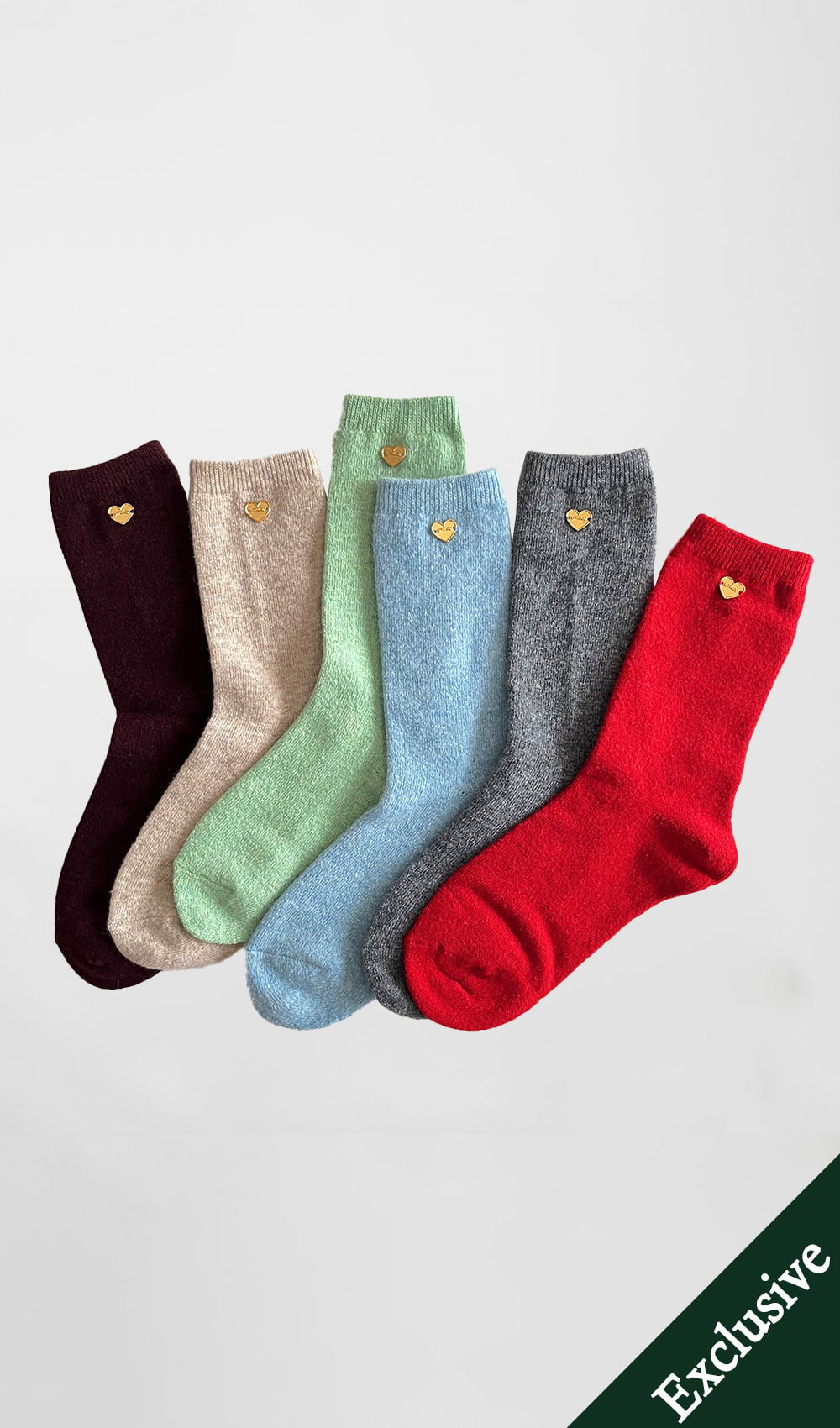 Wool heart socks (Burgundy,Sora,Light green, Gray, Red, Oatmeal) 자체제작브랜드,30대여성의류,
