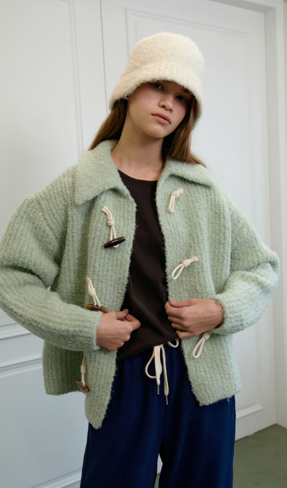 Toggle alpaca knit cardigan (Mint)/b-sale 자체제작브랜드,30대여성의류,