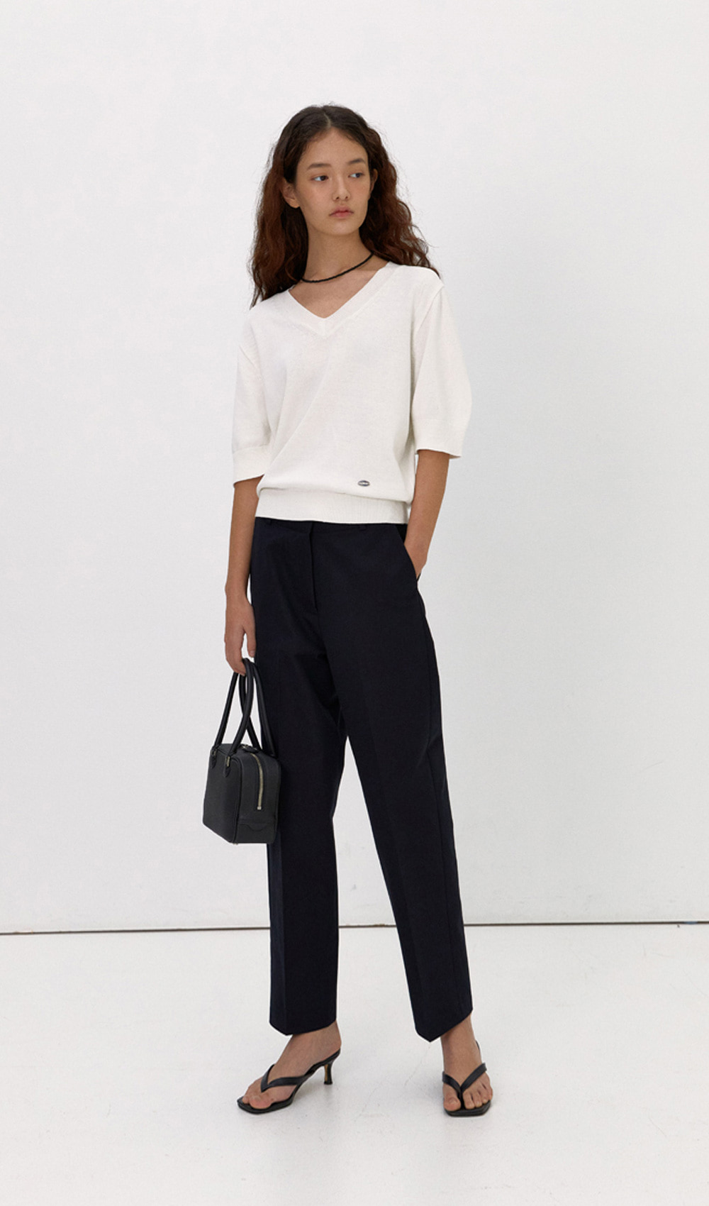 Classic slim Cotton pants /Black 자체제작브랜드,30대여성의류,